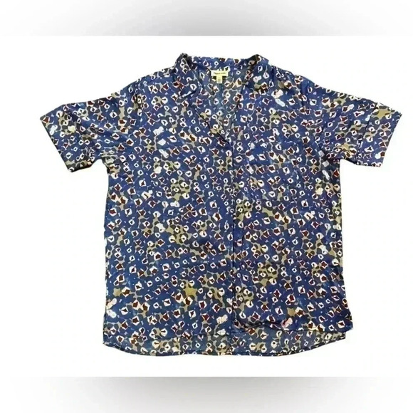 SATIN CAMP SHIRT IN BLUE DAZZLE ZOE DOT Size Large - Picture 2 of 11